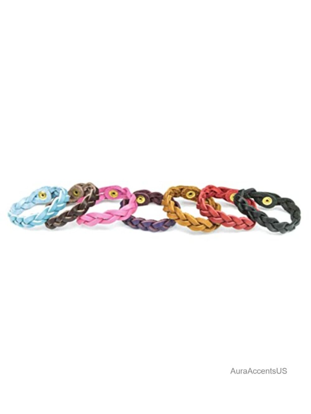 Genuine Leather Braided Diffuser Bracelet Set of 7 Aromatherapy Essential Oil